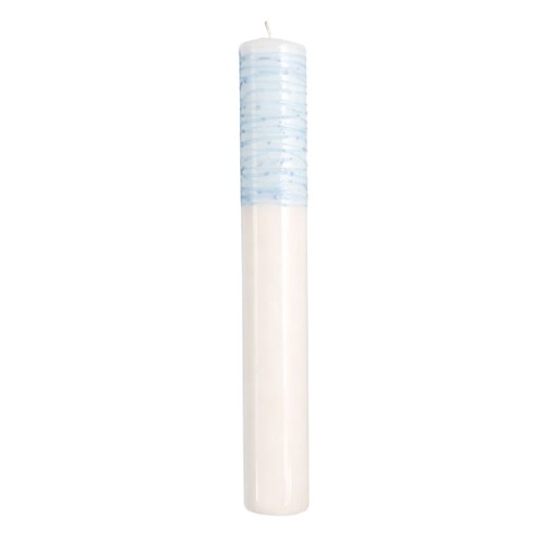 Vela de Batizado Redonda 260g - Branco, Pingado Azul