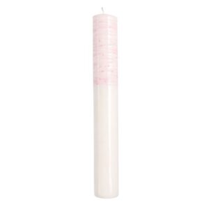 Vela de Batizado Redonda 260g - Branco, Pingado Rosa