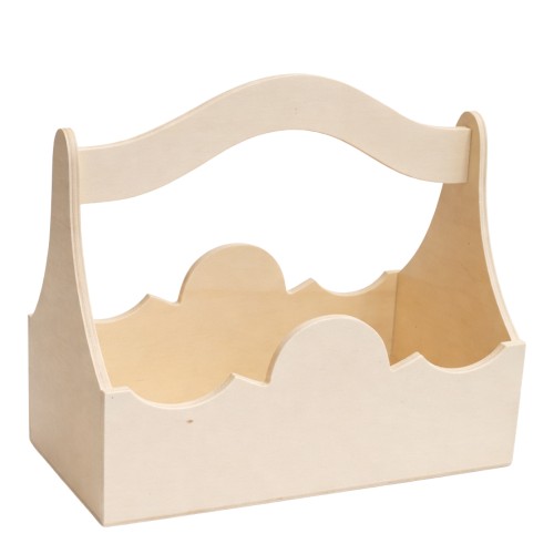 Cesto em Madeira com Pega para Kit de Batizado 32,5x27x19,5cm