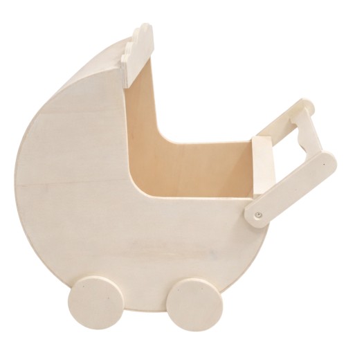 Caixa em Madeira Carrinho de Bebé para Kit de Batizado 25x36x33,5cm