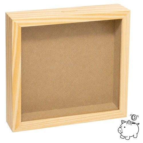 Mealheiro em Madeira com Vidro 20x20x3,8cm