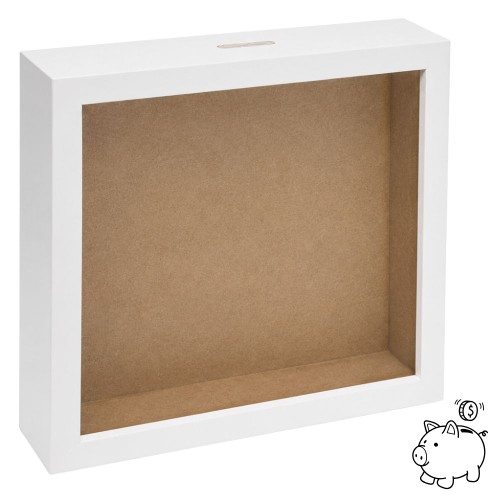 Mealheiro em Madeira com Vidro 20x20x3,8cm - Branco Lacado