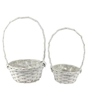 Cestos Redondos em Vime - Pack 2, Branco