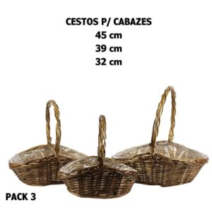 Cestos Ovais em Vime - Pack 3