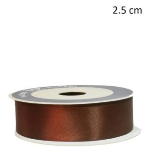 Rolo de Fita de Cetim 25mm x 50m - Castanho Escuro