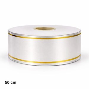 Rolo de Fita para Funeral 50mm x 50m - Branco / Dourado