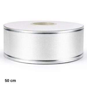 Rolo de Fita para Funeral 50mm x 50m - Branco / Prateado