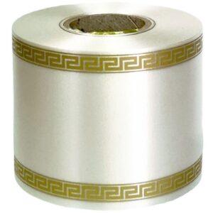 Rolo de Fita para Funeral 75mm x 50m - Branco / Dourado