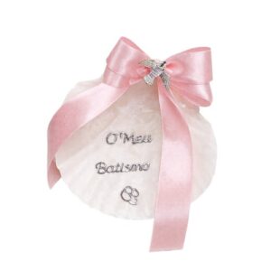 Concha Branca Natural Decorada 11cm - Rosa