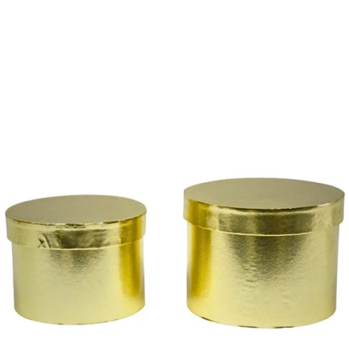 Caixa Redonda em Cartão com Tampa 20x20cm - Pack 2, Dourado