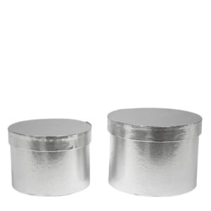 Caixa Redonda em Cartão com Tampa 20x20cm - Pack 2, Prateado