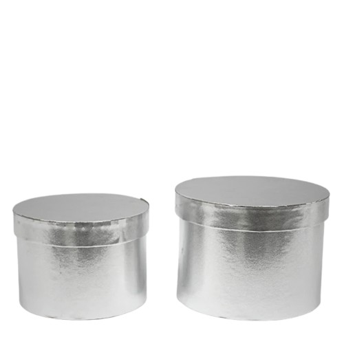 Caixa Redonda em Cartão com Tampa 20x20cm - Pack 2, Prateado