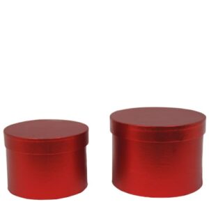 Caixa Redonda em Cartão com Tampa 20x20cm - Pack 2, Vermelho