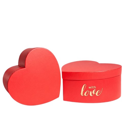 Caixa Coração em Cartão com Tampa 25x12cm - Pack 3, Vermelho