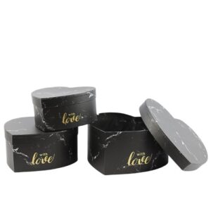 Caixa Coração em Cartão com Tampa 25x12cm - Pack 3, Preto