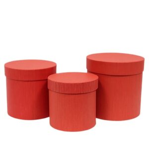 Caixa Redonda em Cartão com Tampa 19cm - Pack 3, Vermelho