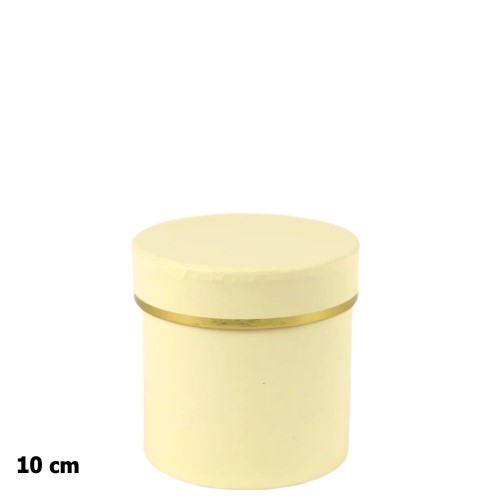 Caixa Redonda em Cartão com Tampa 10cm - Creme