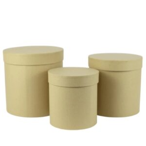 Caixa Redonda em Cartão com Tampa 19cm - Pack 3, Kraft