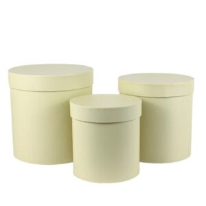 Caixa Redonda em Cartão com Tampa 19cm - Pack 3, Creme