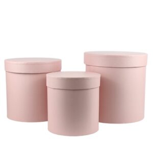 Caixa Redonda em Cartão com Tampa 19cm - Pack 3, Rosa