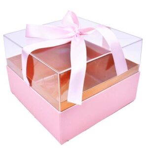 Caixa Quadrada em Cartão com Tampa 20x20x24cm - Rosa