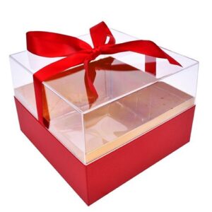 Caixa Quadrada em Cartão com Tampa 20x20x24cm - Vermelho
