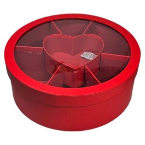 Caixa Redonda em Cartão com Divisórias e Tampa 30x11cm - Vermelho