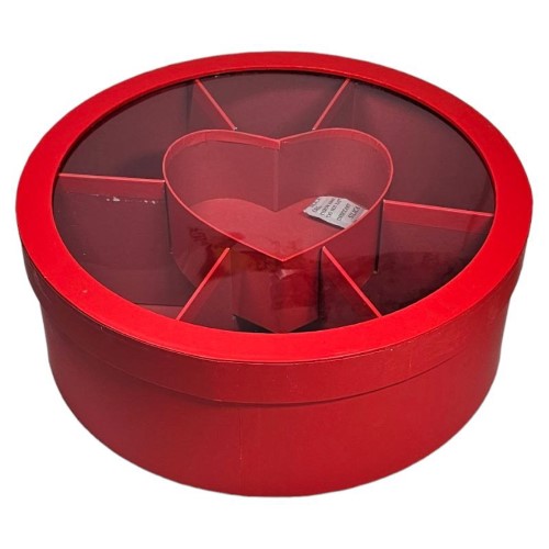 Caixa Redonda em Cartão com Divisórias e Tampa 30x11cm - Vermelho