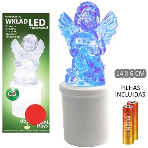 Círio Elétrico LED - Anjo Sentado, Azul
