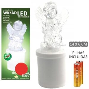 Círio Elétrico LED - Anjo Sentado, Branco