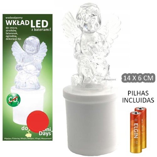 Círio Elétrico LED - Anjo Sentado, Branco
