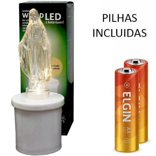 Círio Elétrico LED - Maria, Branco