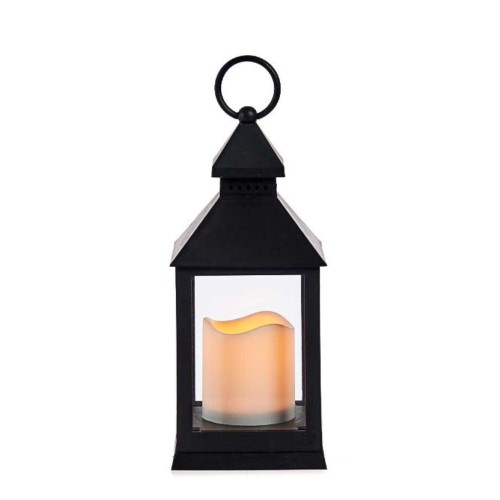Lanterna 23,5cm com Vela Elétrica LED sem Pilhas - Preto