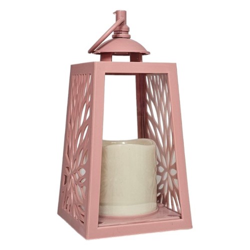 Lanterna 20cm com Vela sem Pilhas - Rosa