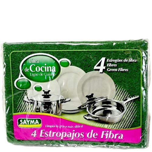 Esfregão de Fibra Verde - Pack 4
