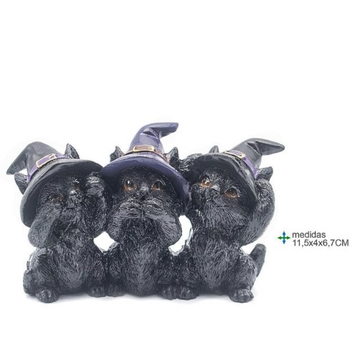 Gatos Wicca em Resina 11,5x4x6,7cm - Cego, Surdo e Mudo