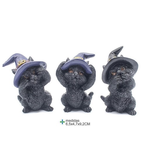 Gato Wicca em Resina 6,5x4,7X9,2cm - Cego, Surdo e Mudo