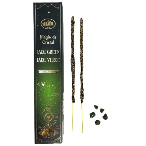 Magia de Cristal - Incenso AUM em Vareta com Cristal - Jade Verde