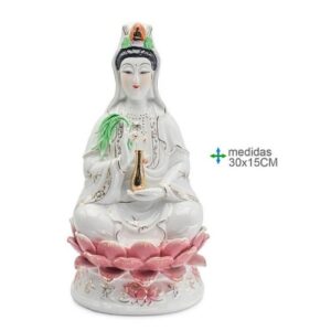 Figura Kuan Yin em Resina 30x15cm