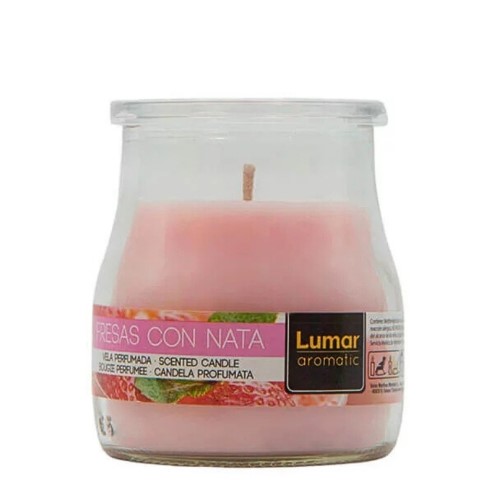 Vela Perfumada em Copo de Iogurte - Rosa Claro, Morango com Natas
