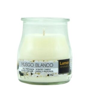 Vela Perfumada em Copo de Iogurte - Branco, Musgo Branco