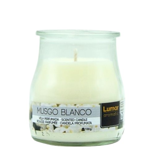 Vela Perfumada em Copo de Iogurte - Branco, Musgo Branco