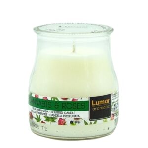 Vela Perfumada em Copo de Iogurte - Branco, Canábis e Rosa