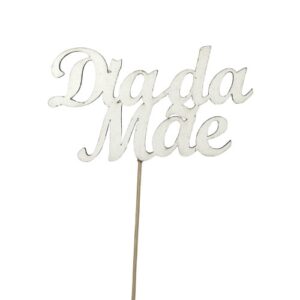 Pick Decorativo Dia da Mãe em Madeira para Arranjos - Pack 6, Branco
