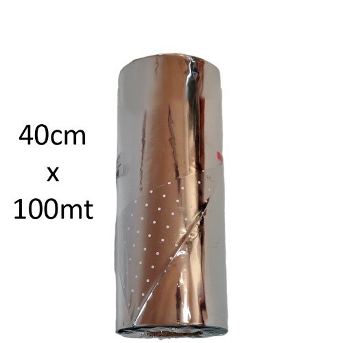 Rolo de Manga Prateada para Ramos de Flores 40cm x 100m