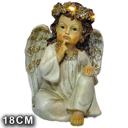 Anjo Sentado em Marfinite LED 18cm