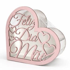 Caixa com Texto 'Feliz Dia Mãe' em MDF 3mm