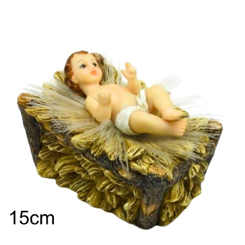 Figura Menino Jesus Deitado com LED 15cm