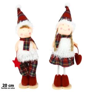 Decoração de Natal 20cm - Menino / Menina, Vermelho
