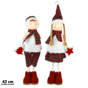 Decoração de Natal 43cm - Menino / Menina, Vermelho